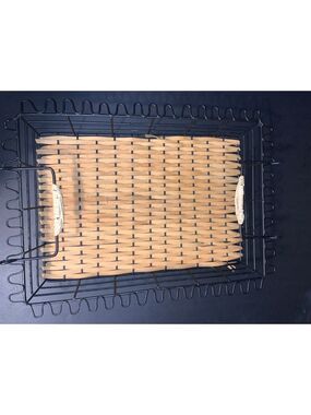 Unbranded Black Metal & Beige Woven Basket One Size